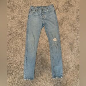 Levi’s Light Blue Distressed 501 Skinny Jeans